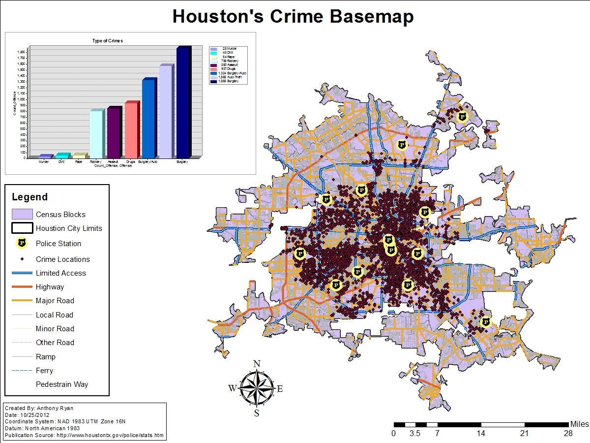 Stopa kriminala Houston na karti