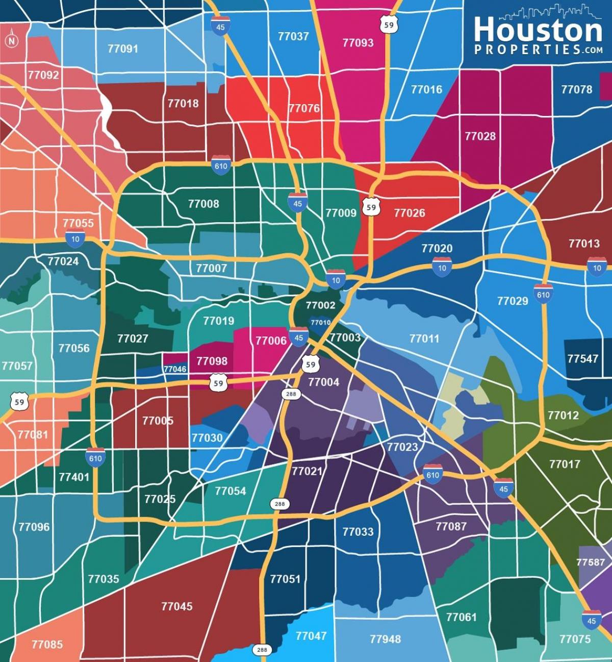 karta Houston zip kodove